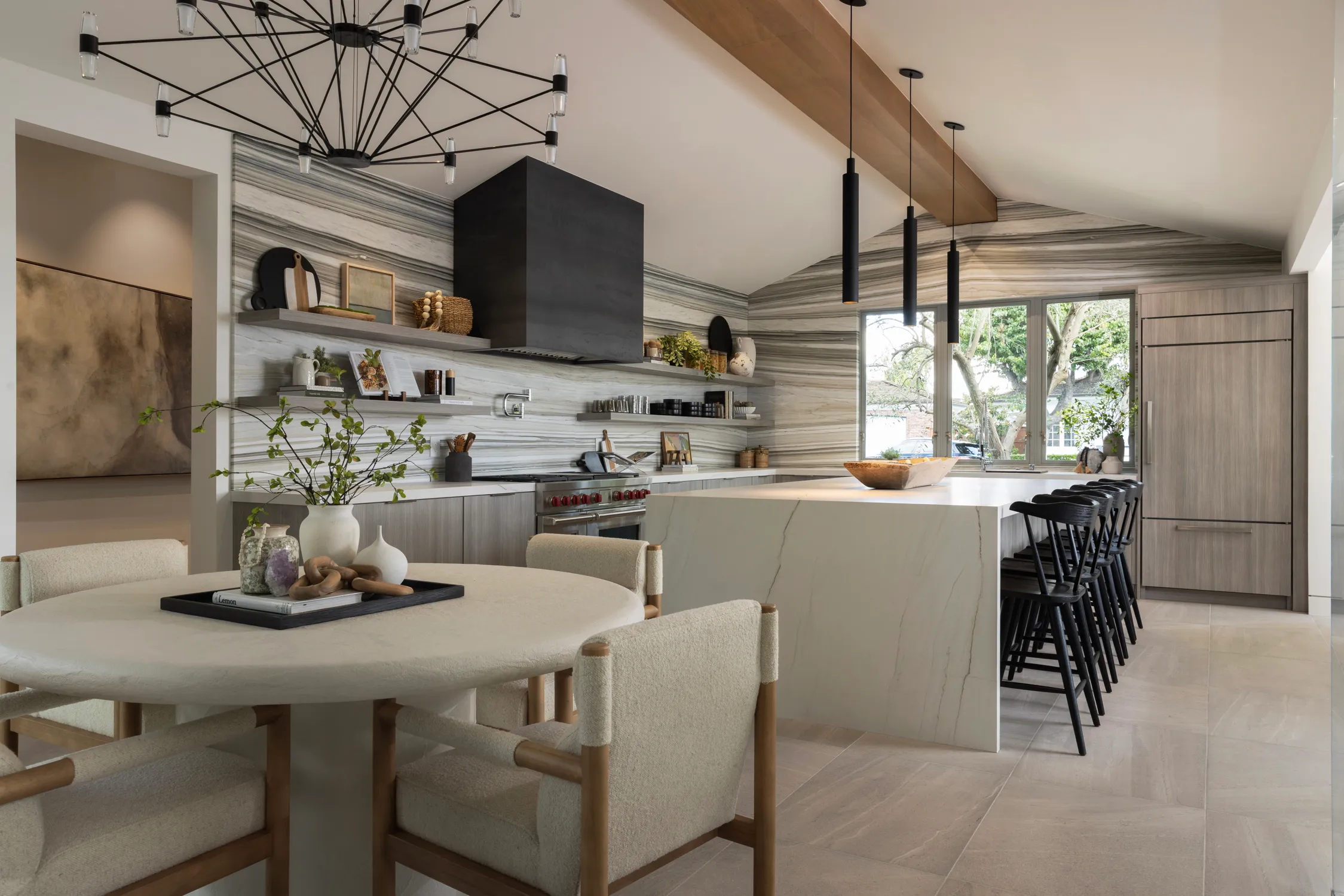 Remodeled kitchen with updated cabinets and countertops