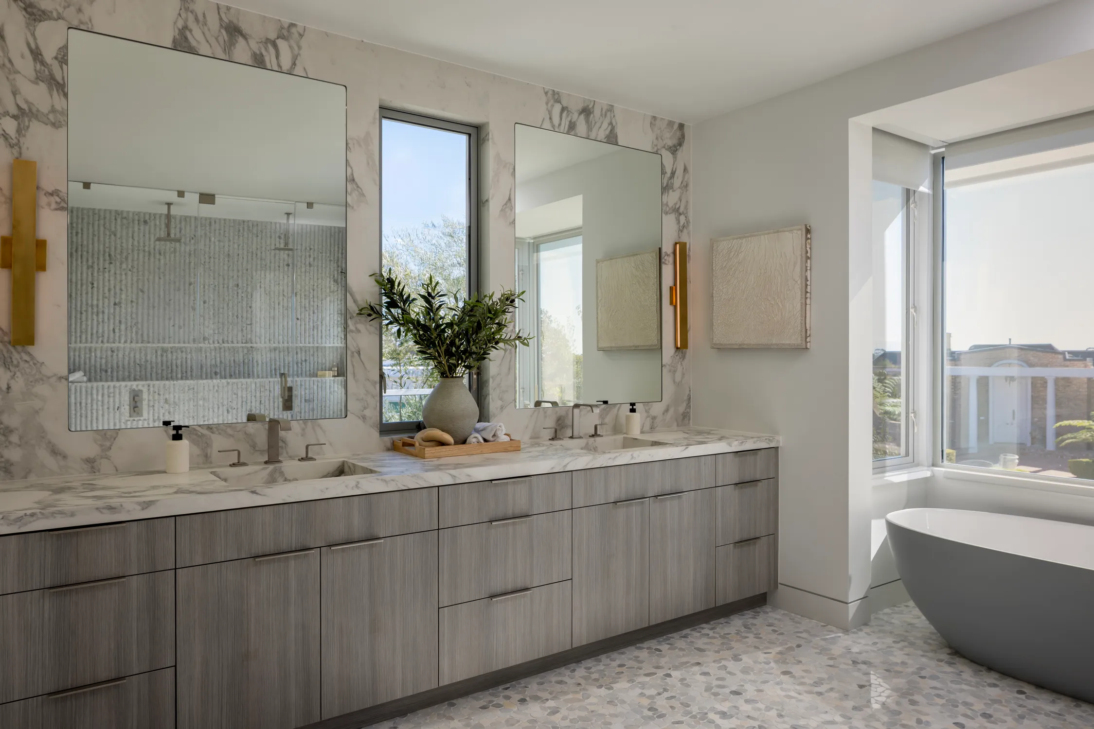 Remodeled bathroom with updated tile and fixtures