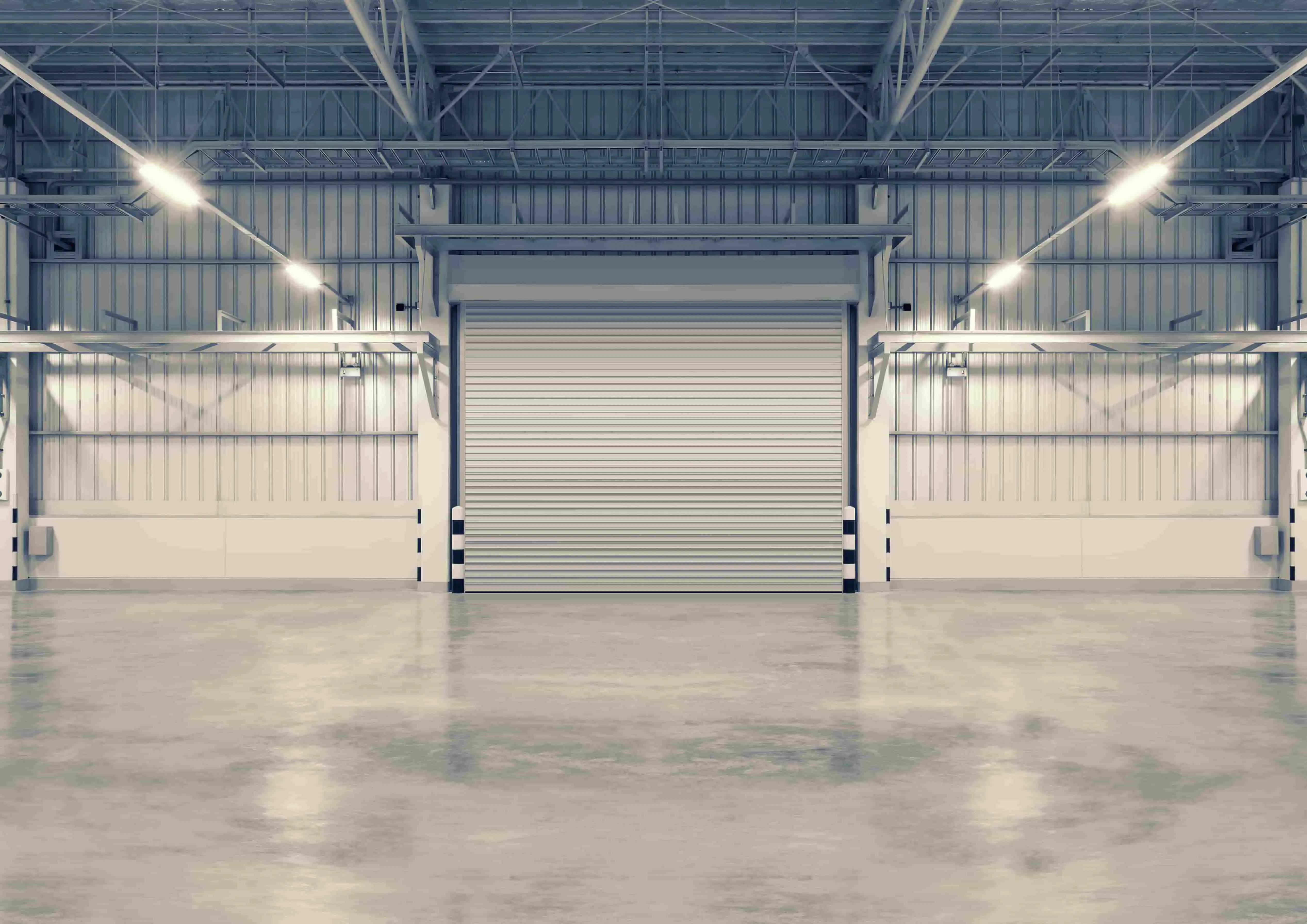 Finished polished concrete floor in an industrial warehouse