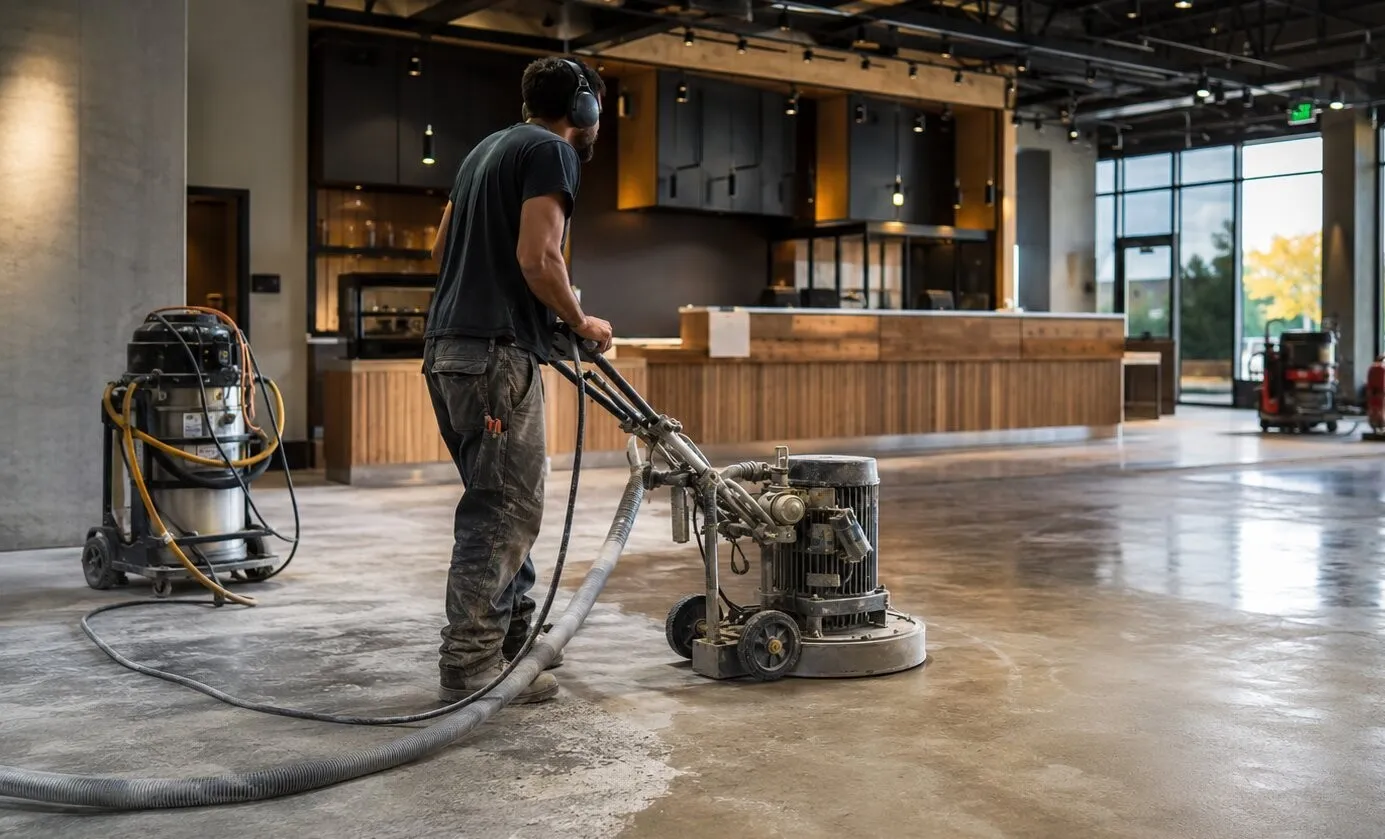 Polished concrete floor with a refined finish